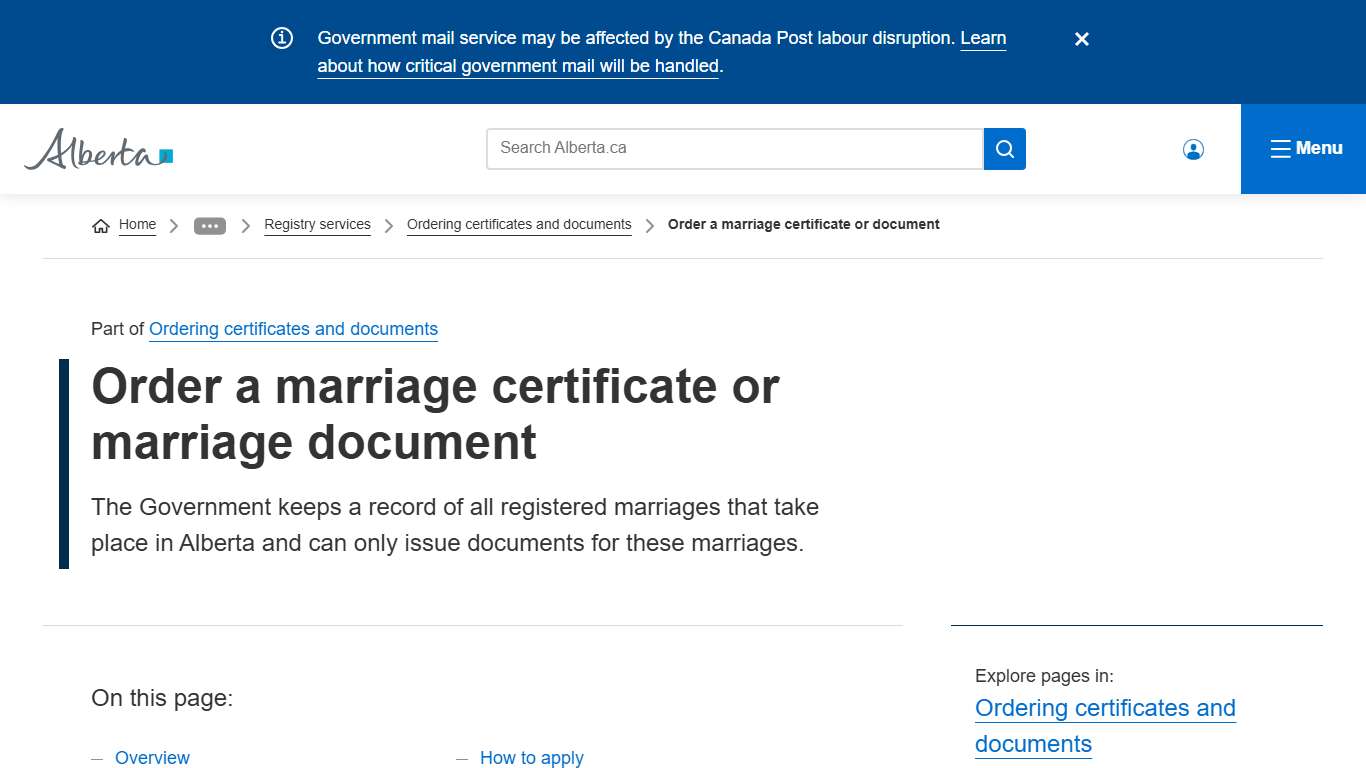 Order a marriage certificate or marriage document Alberta.ca